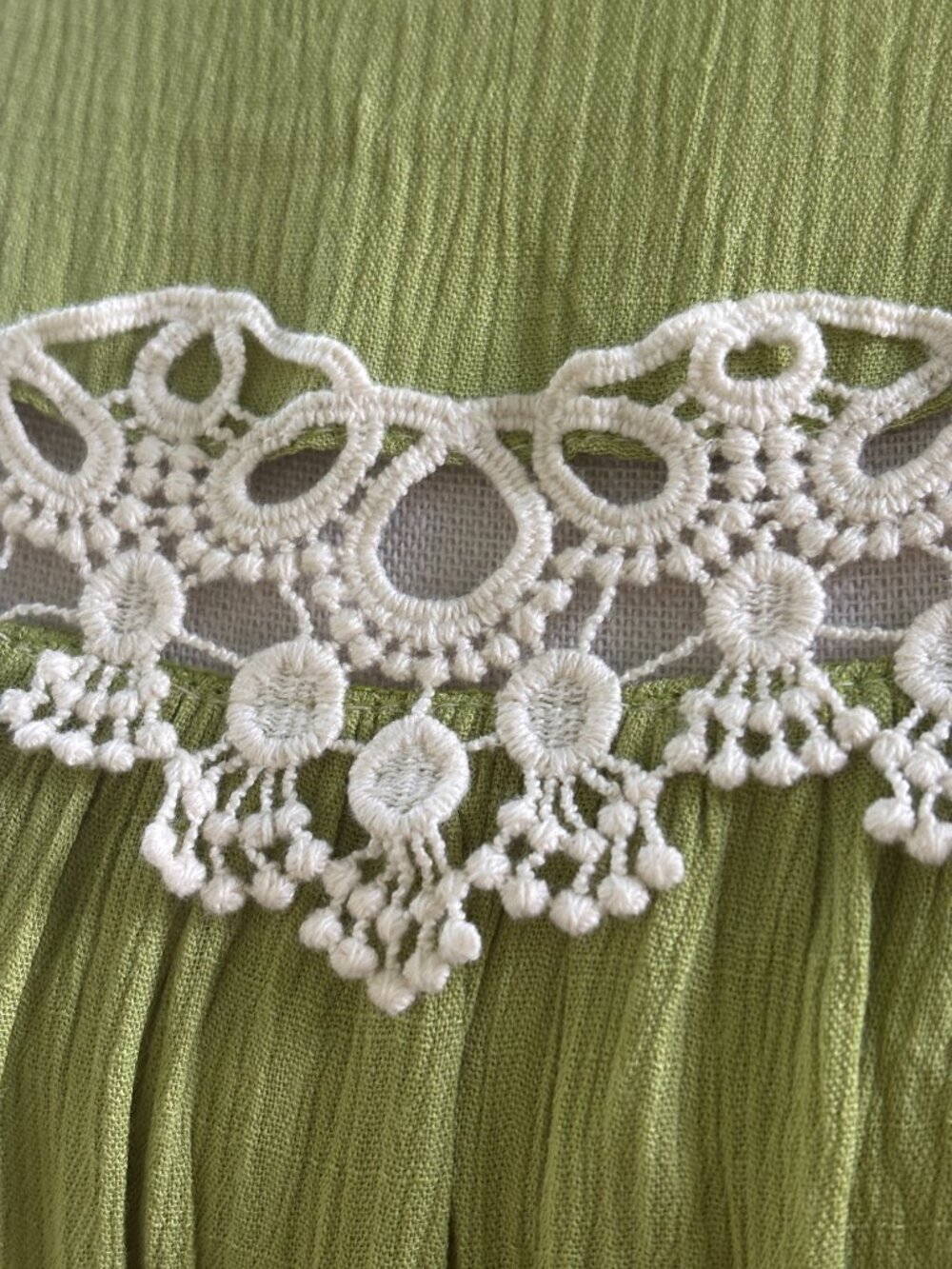 Hayden LA Chartreuse Crochet Lace Dress NWT Small Boho Green Bell Sleeve - Picture 3 of 6